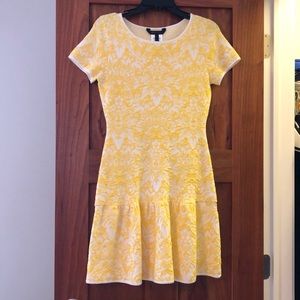 BCBGMaxazria dropwaist yellow print dress